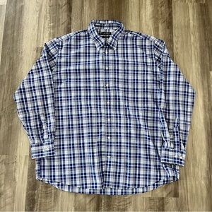 Lauren Ralph Lauren Men's Blue and White Plaid Button Up Shirt